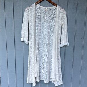 Hollister White Lace Open Cardigan S